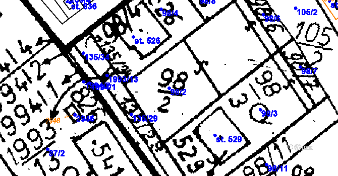 Parcela st. 98/2 v KÚ Kácov, Katastrální mapa