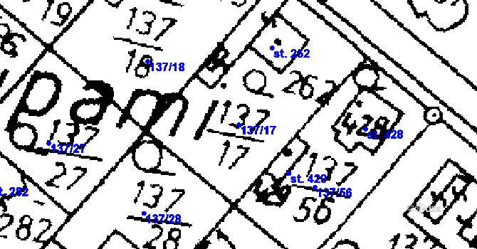 Parcela st. 137/17 v KÚ Kácov, Katastrální mapa