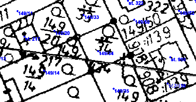 Parcela st. 149/34 v KÚ Kácov, Katastrální mapa