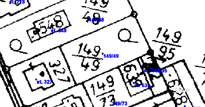 Parcela st. 149/49 v KÚ Kácov, Katastrální mapa