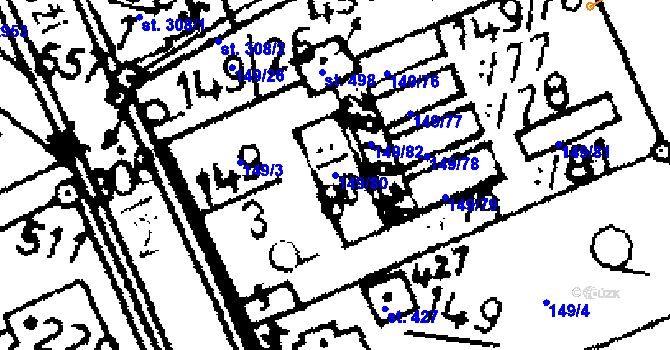 Parcela st. 149/80 v KÚ Kácov, Katastrální mapa