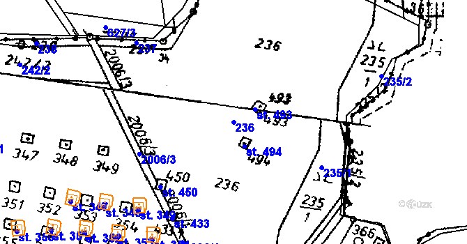Parcela st. 236 v KÚ Kácov, Katastrální mapa