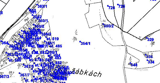 Parcela st. 354/1 v KÚ Kácov, Katastrální mapa