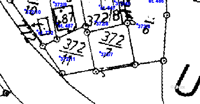 Parcela st. 372/7 v KÚ Kácov, Katastrální mapa