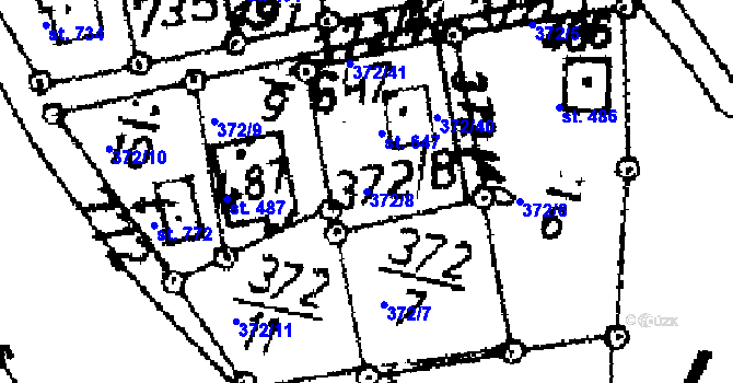 Parcela st. 372/8 v KÚ Kácov, Katastrální mapa