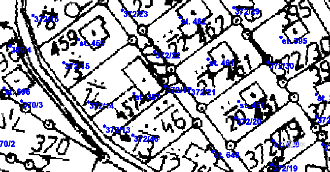 Parcela st. 372/17 v KÚ Kácov, Katastrální mapa