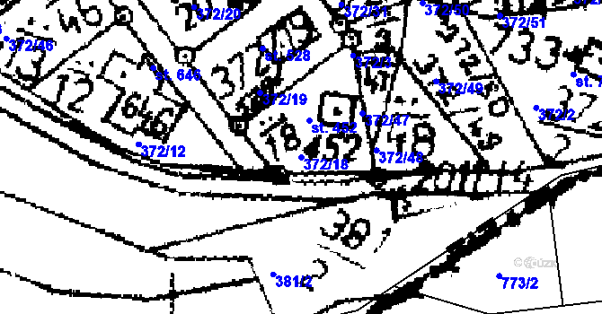 Parcela st. 372/18 v KÚ Kácov, Katastrální mapa