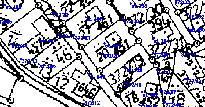 Parcela st. 372/20 v KÚ Kácov, Katastrální mapa