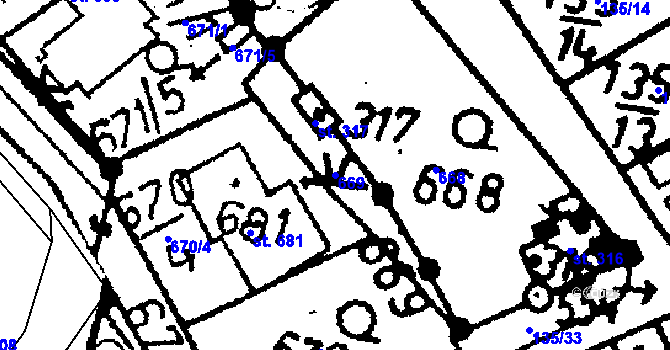 Parcela st. 669 v KÚ Kácov, Katastrální mapa