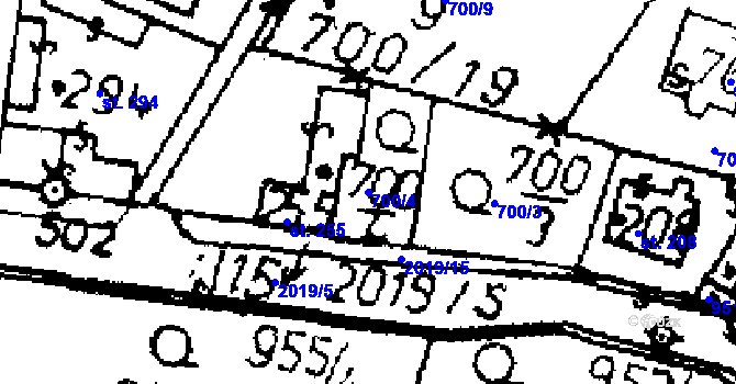 Parcela st. 700/4 v KÚ Kácov, Katastrální mapa