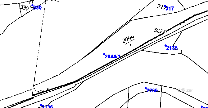 Parcela st. 2044/1 v KÚ Kácov, Katastrální mapa