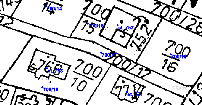 Parcela st. 700/17 v KÚ Kácov, Katastrální mapa