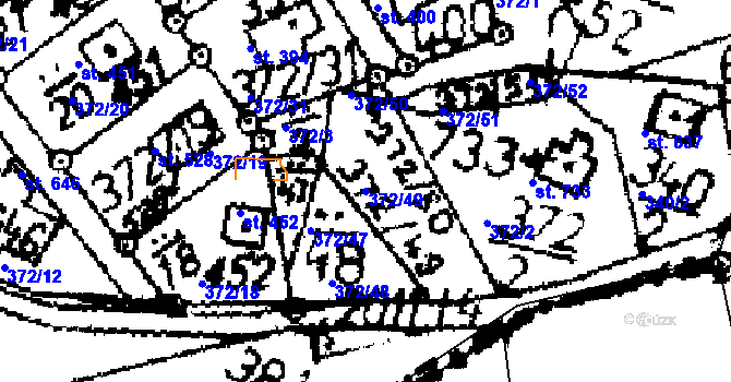 Parcela st. 372/49 v KÚ Kácov, Katastrální mapa