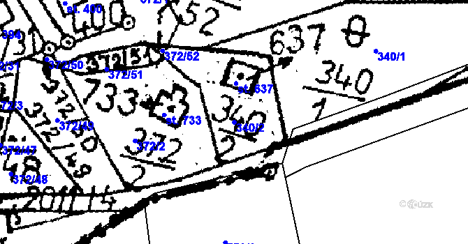 Parcela st. 340/2 v KÚ Kácov, Katastrální mapa
