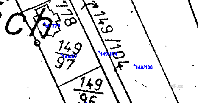 Parcela st. 149/104 v KÚ Kácov, Katastrální mapa