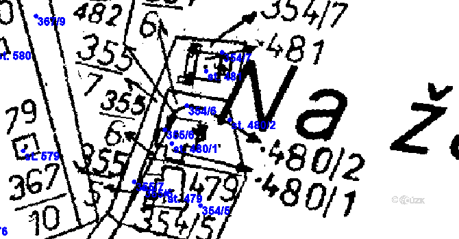 Parcela st. 480/2 v KÚ Kácov, Katastrální mapa
