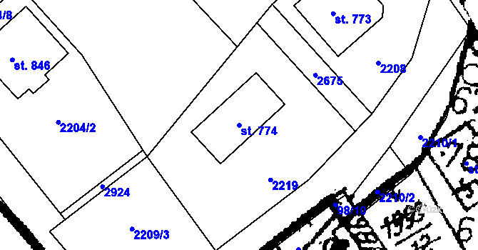 Parcela st. 774 v KÚ Kácov, Katastrální mapa