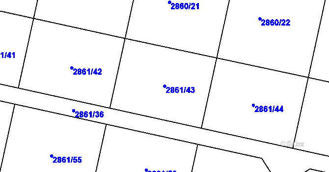 Parcela st. 2861/43 v KÚ Kácov, Katastrální mapa