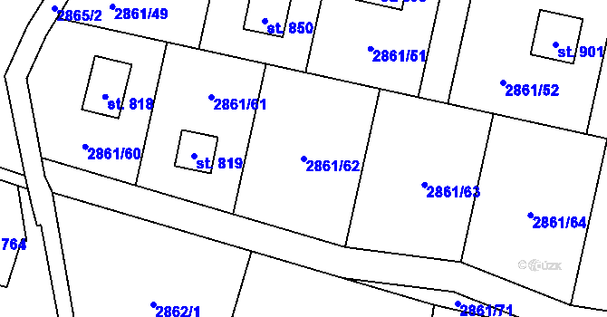 Parcela st. 2861/62 v KÚ Kácov, Katastrální mapa