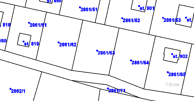 Parcela st. 2861/63 v KÚ Kácov, Katastrální mapa