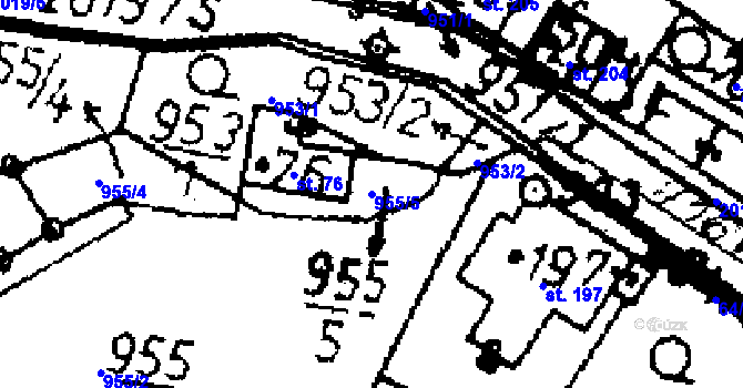 Parcela st. 955/5 v KÚ Kácov, Katastrální mapa