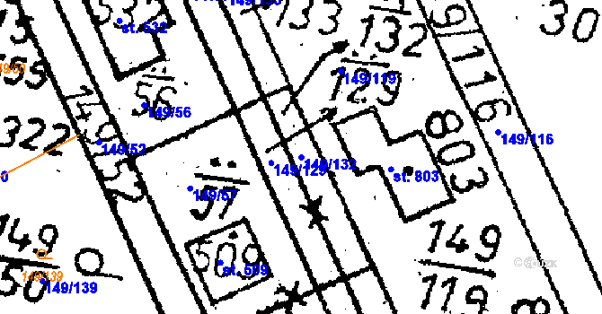 Parcela st. 149/132 v KÚ Kácov, Katastrální mapa