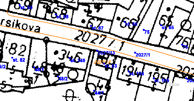 Parcela st. 2027/13 v KÚ Kácov, Katastrální mapa