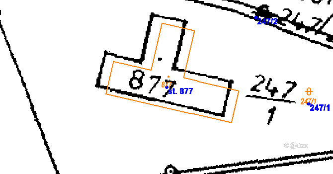 Parcela st. 877 v KÚ Kácov, Katastrální mapa
