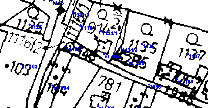 Parcela st. 914 v KÚ Kácov, Katastrální mapa