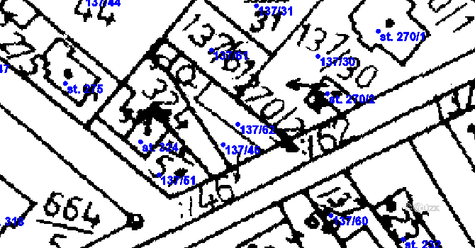 Parcela st. 137/62 v KÚ Kácov, Katastrální mapa