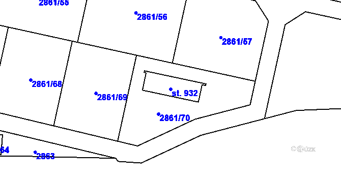 Parcela st. 932 v KÚ Kácov, Katastrální mapa