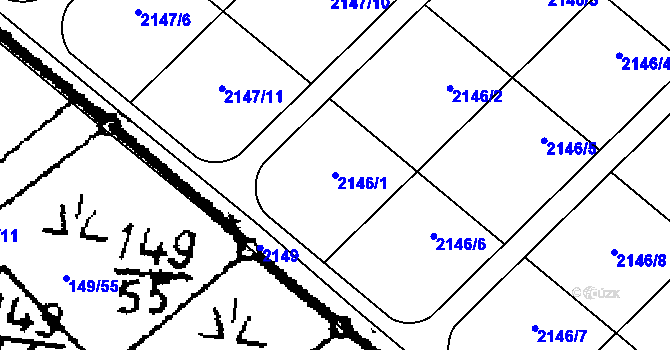Parcela st. 2146/1 v KÚ Kácov, Katastrální mapa