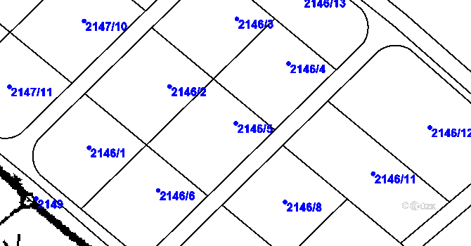 Parcela st. 2146/5 v KÚ Kácov, Katastrální mapa