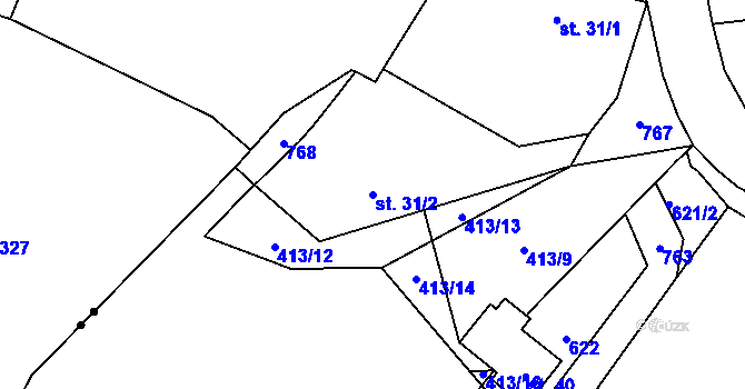 Parcela st. 31/2 v KÚ Zderadiny, Katastrální mapa