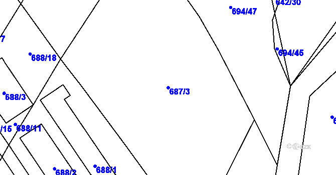 Parcela st. 687/3 v KÚ Kačice, Katastrální mapa
