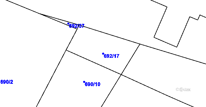 Parcela st. 692/17 v KÚ Kačice, Katastrální mapa