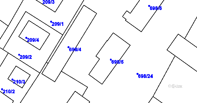 Parcela st. 698/27 v KÚ Kačice, Katastrální mapa