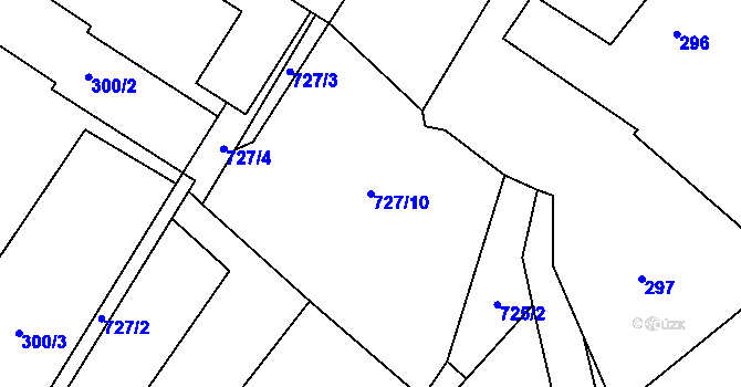 Parcela st. 727/10 v KÚ Kačice, Katastrální mapa