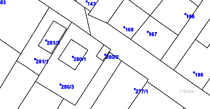 Parcela st. 280/2 v KÚ Kačice, Katastrální mapa