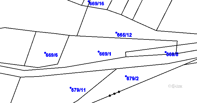 Parcela st. 669/1 v KÚ Kačice, Katastrální mapa
