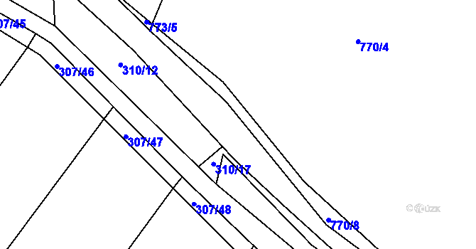 Parcela st. 310/10 v KÚ Kačice, Katastrální mapa