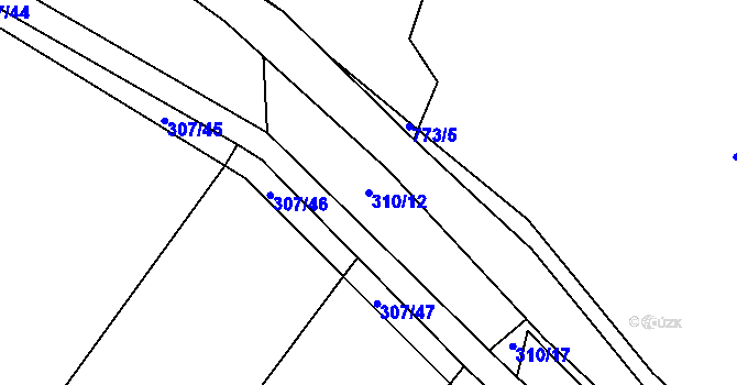 Parcela st. 310/12 v KÚ Kačice, Katastrální mapa