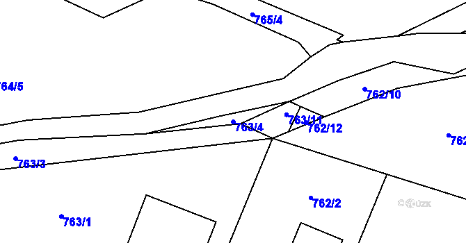 Parcela st. 763/4 v KÚ Kačice, Katastrální mapa