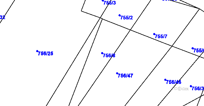Parcela st. 756/8 v KÚ Kačice, Katastrální mapa