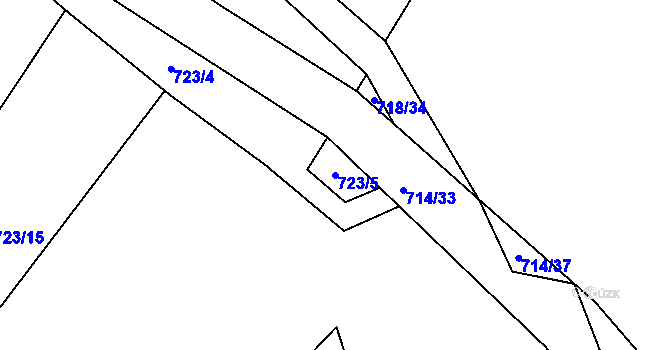 Parcela st. 723/5 v KÚ Kačice, Katastrální mapa