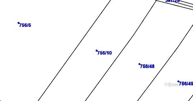 Parcela st. 756/10 v KÚ Kačice, Katastrální mapa
