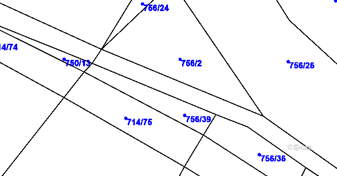 Parcela st. 756/12 v KÚ Kačice, Katastrální mapa