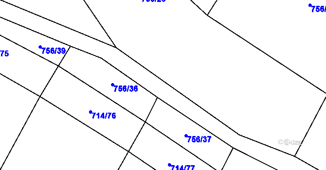 Parcela st. 756/13 v KÚ Kačice, Katastrální mapa