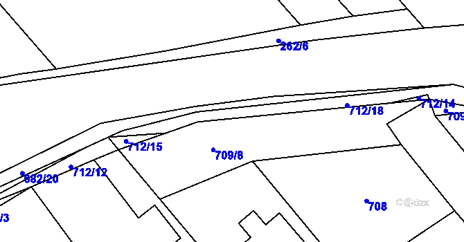 Parcela st. 709/2 v KÚ Kačice, Katastrální mapa