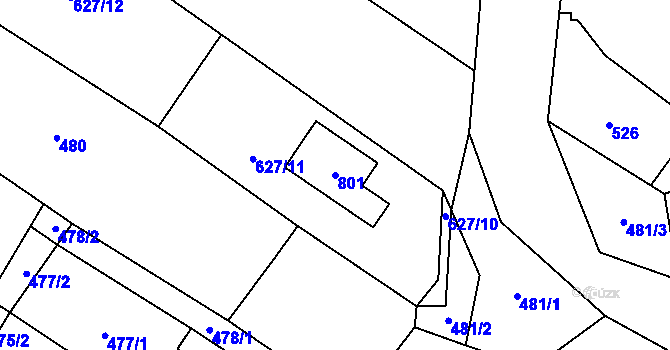 Parcela st. 801 v KÚ Kačice, Katastrální mapa